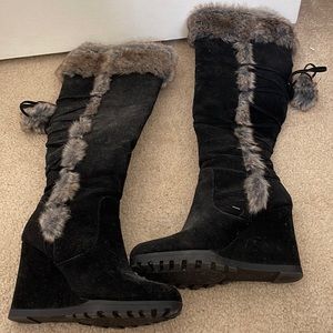 Women’s Faux Fur Trim Tall Wedge Winter Boot